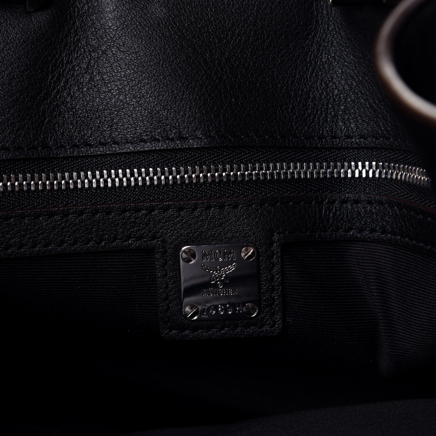 MCM Calfskin Ottomar Monogram Medium Essential Tote Black 5 of 5