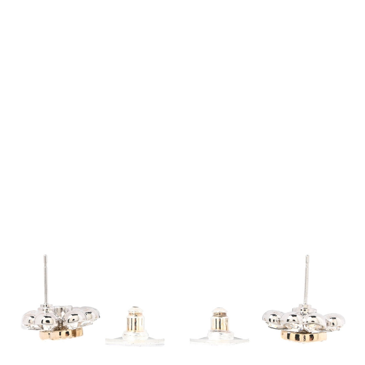 Metal Crystal CC Clover Heart Earrings Silver Gold