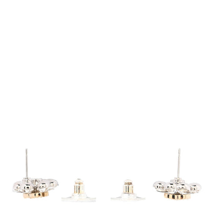 Chanel Metal Crystal CC Clover Heart Earrings Silver Gold 3 of 5