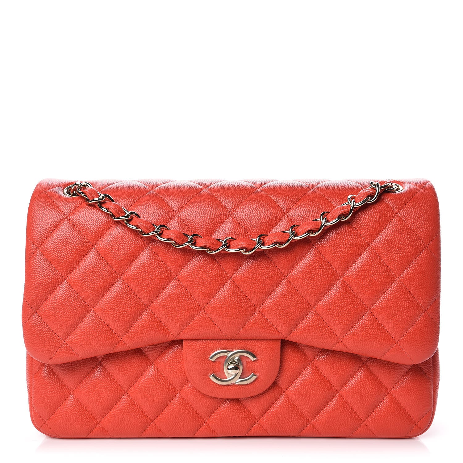 Chanel Caviar Quilted Jumbo Double Flap Red 1 of 10