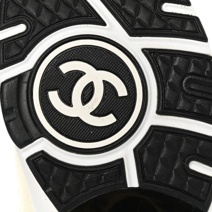 Chanel Mesh Suede Calfskin Grained Calfskin Womens CC Sneakers 40.5 White Black 6 of 10