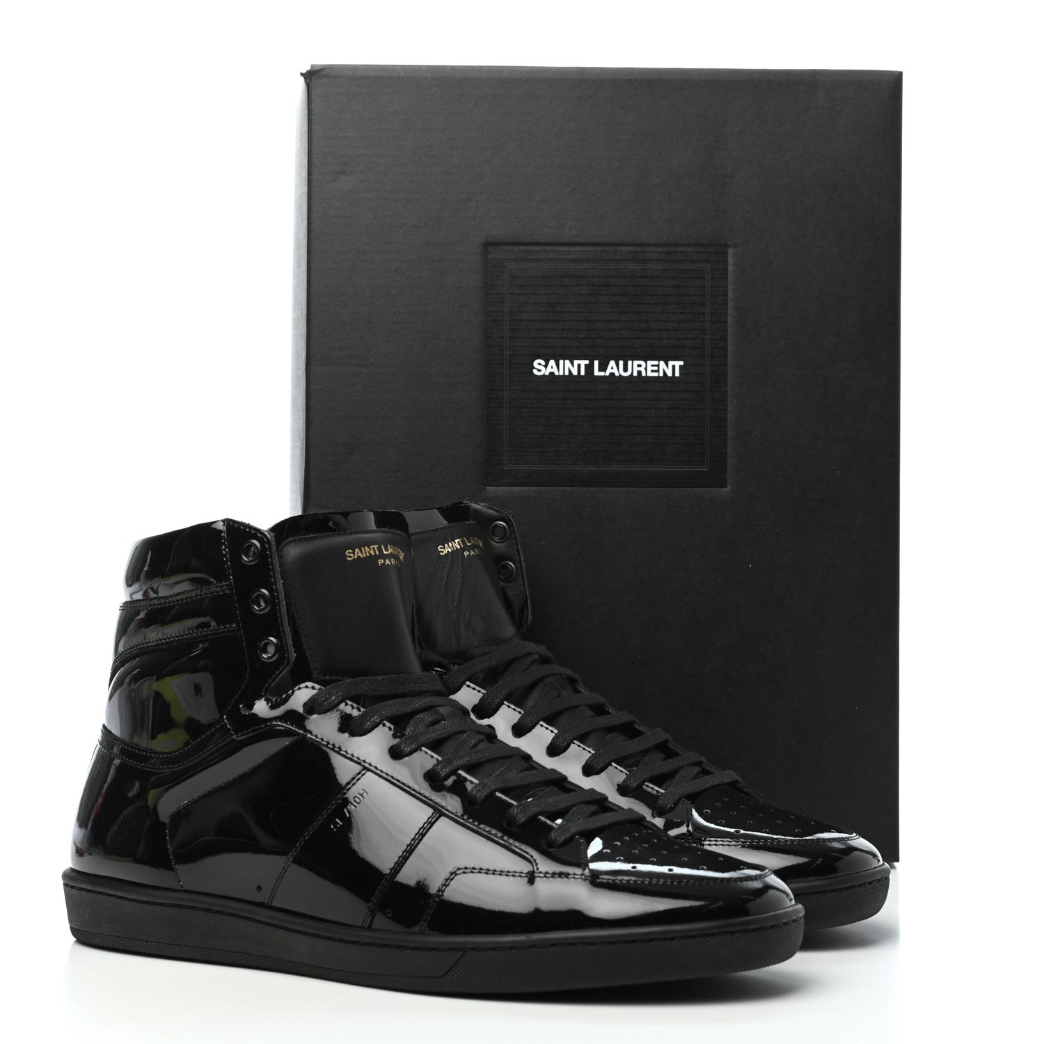 Saint Laurent Patent Court Classic SL/10H High Top Sneakers 44 Black 10 of 10
