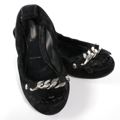 Louis Vuitton Suede Shimmer Whisper Flats 38 Black 5 of 8
