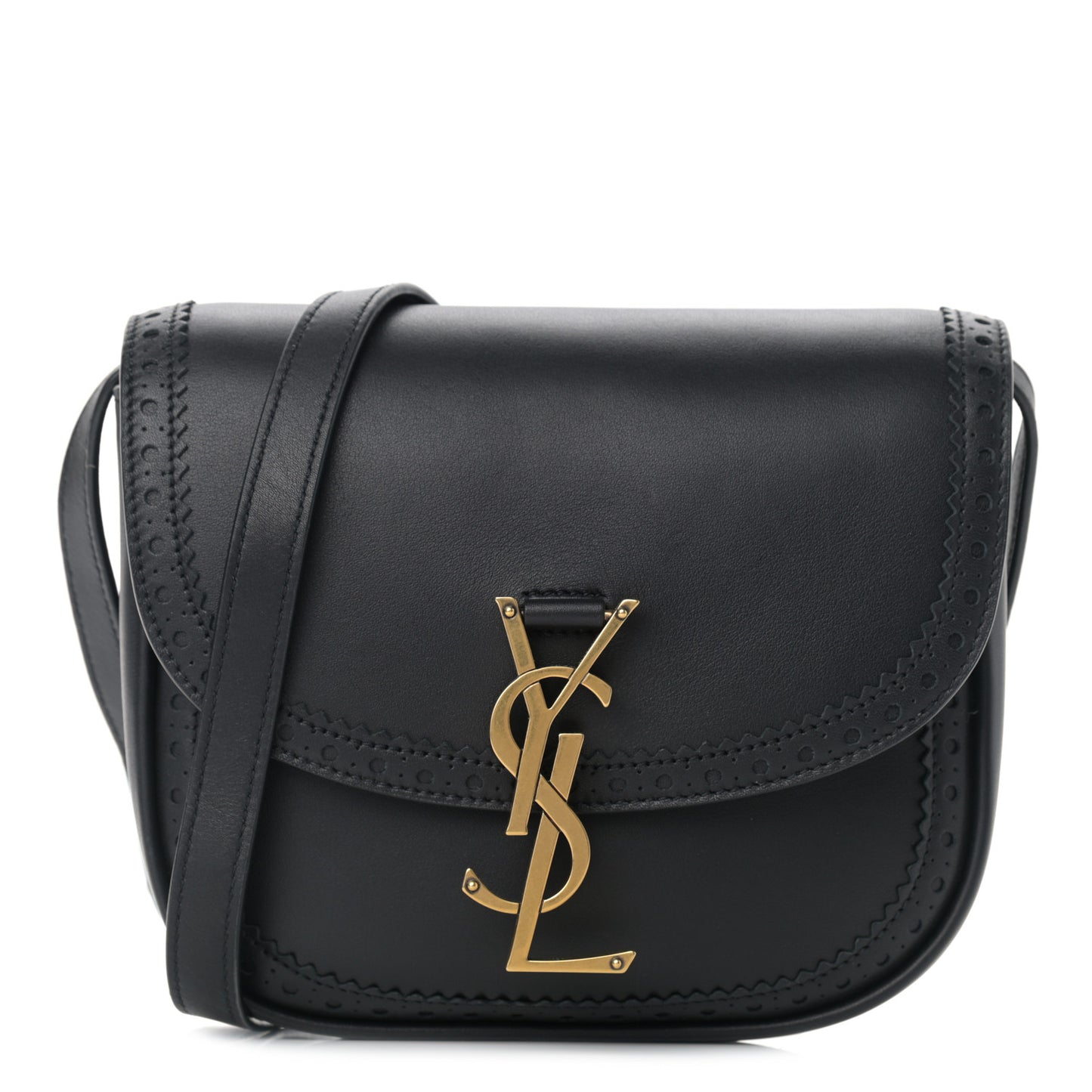 Smooth Calfskin Perforated Classic Monogram Small Kaia Satchel Black