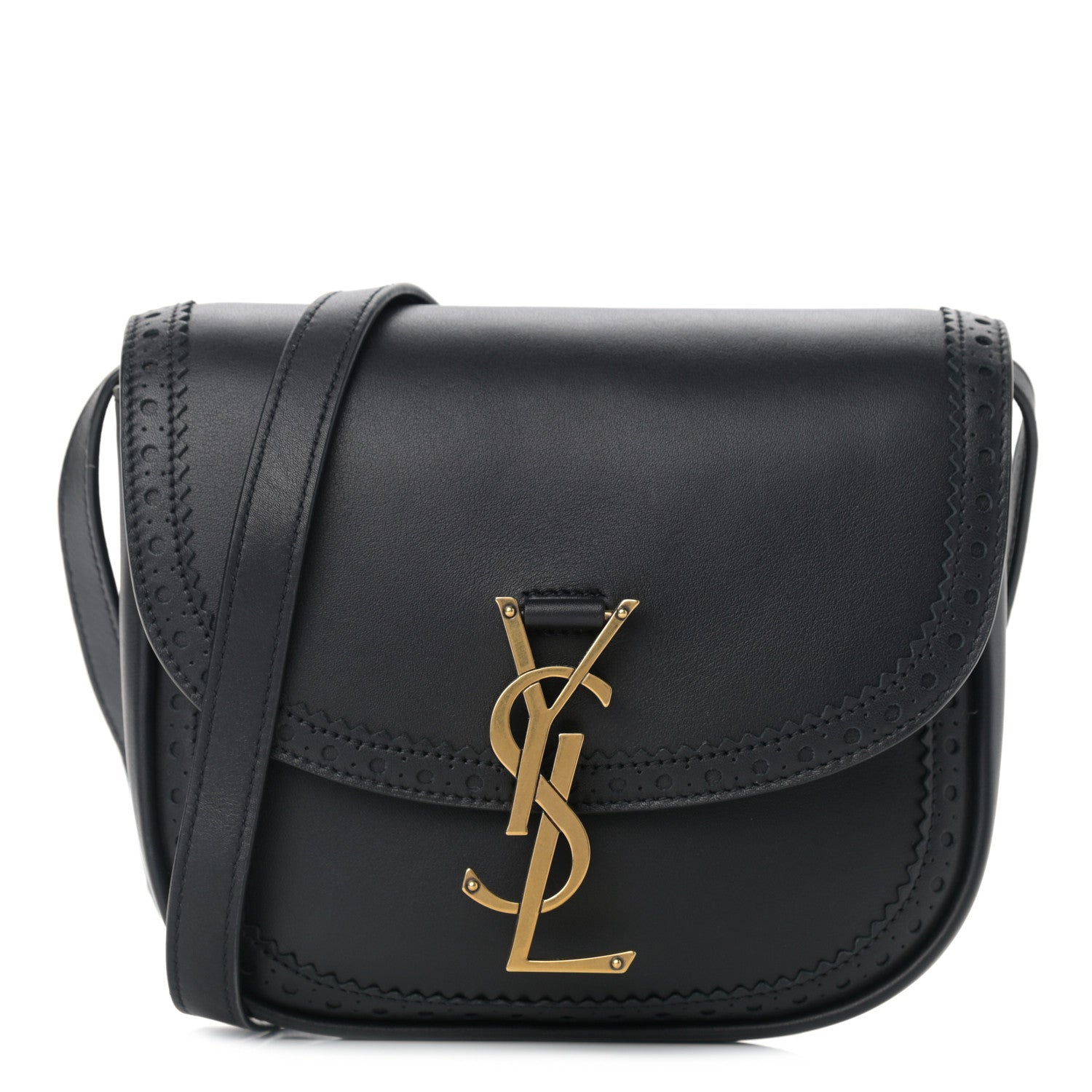 Saint Laurent Smooth Calfskin Perforated Classic Monogram Small Kaia Satchel Black 1 of 10