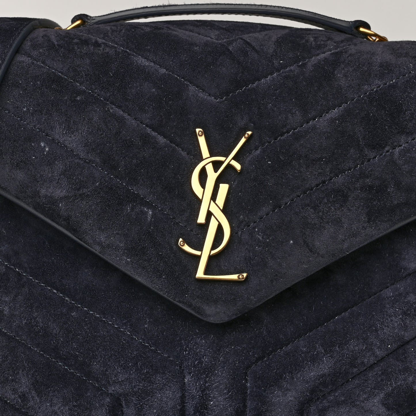 Velvet Y Quilted Monogram Small Loulou Chain Satchel Medium Blue