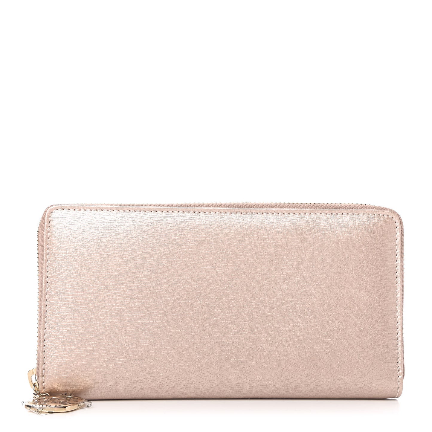Metallic Shangai Calfskin Lovely Zip Around Wallet Dark Shell