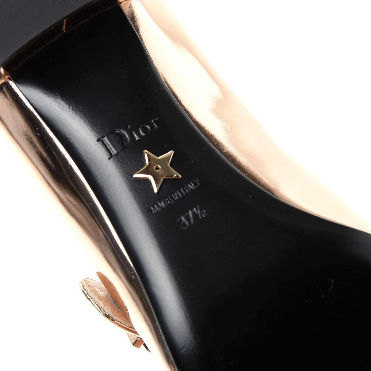 Mirror Finish Calfskin Baby-D Ballet Pumps 37.5 Stardust Gold