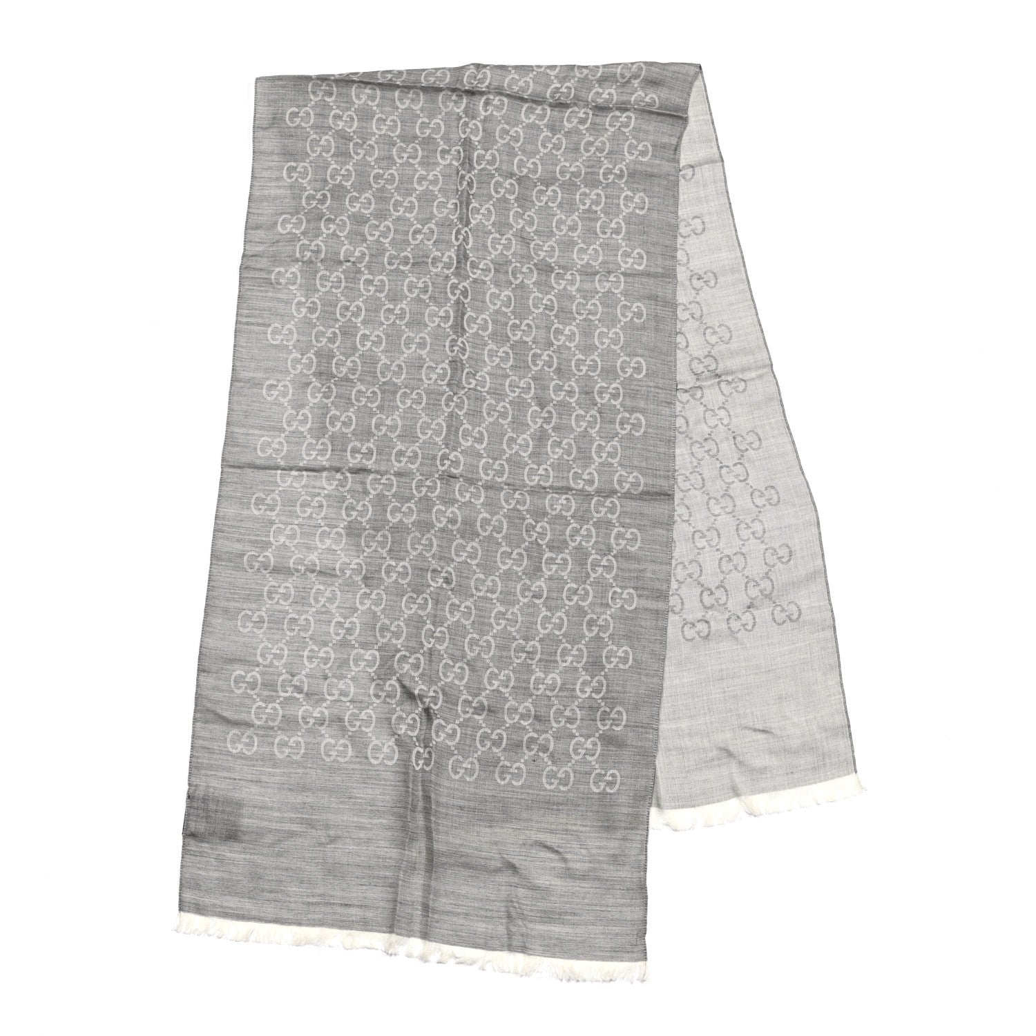 Gucci Wool Silk GG Monogram GGNat Scarf Lead 2 of 4