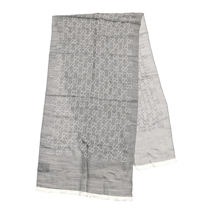 Gucci Wool Silk GG Monogram GGNat Scarf Lead 2 of 4