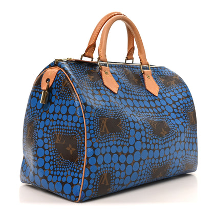 Louis Vuitton Monogram Kusama Town Speedy 30 Blue 3 of 9