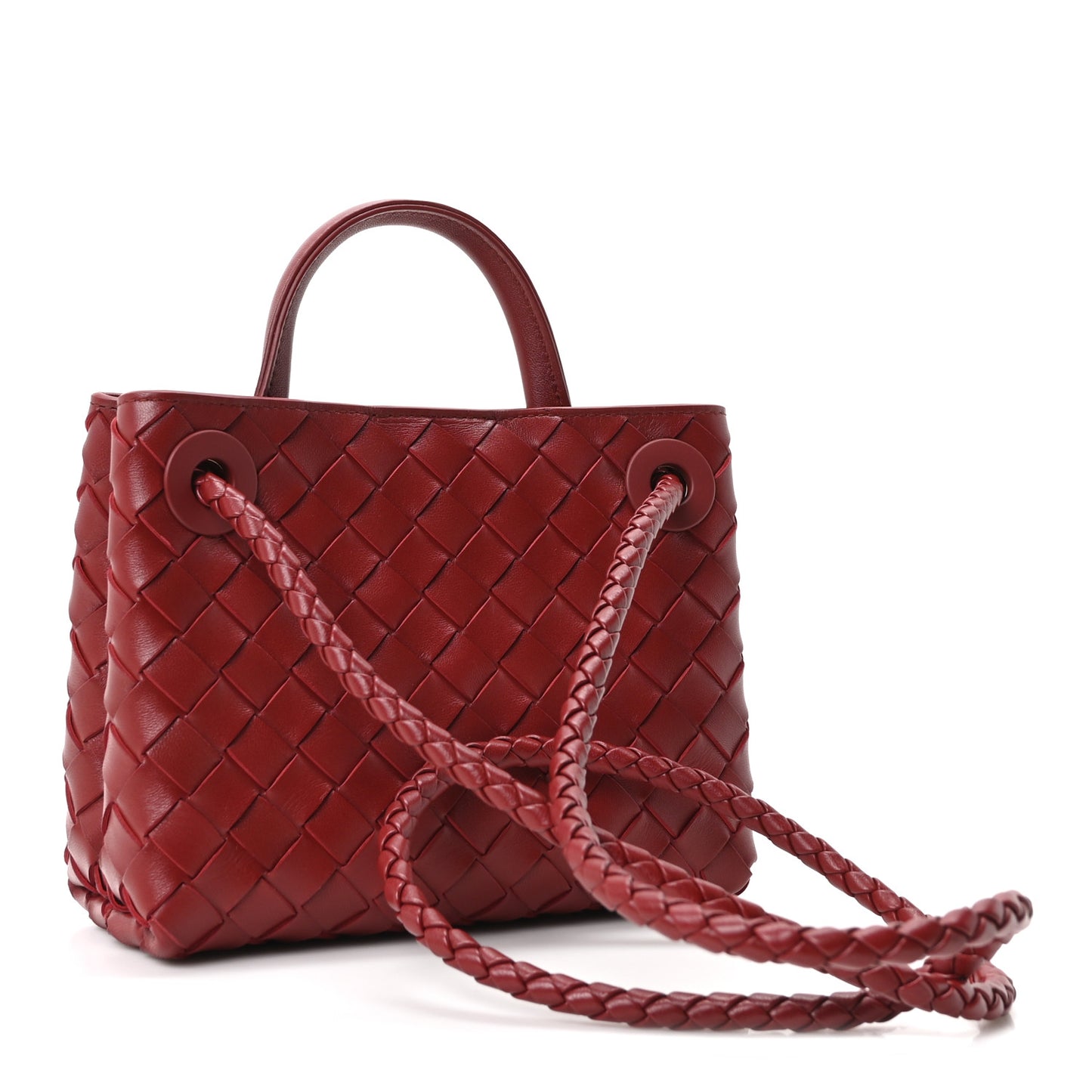 Nappa Intrecciato Mini Andiamo Shoulder Bag Lava Red