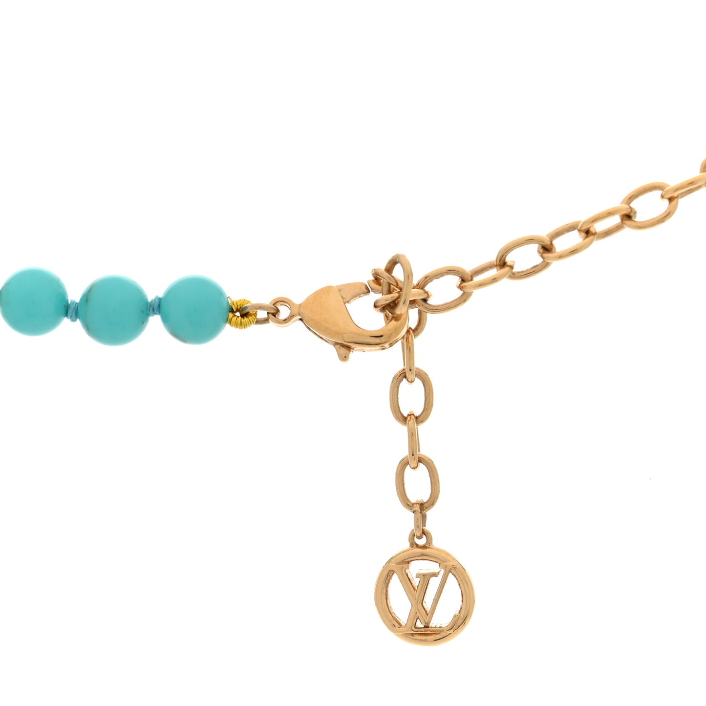 Metal Resin My LV Pearl Necklace Turquoise