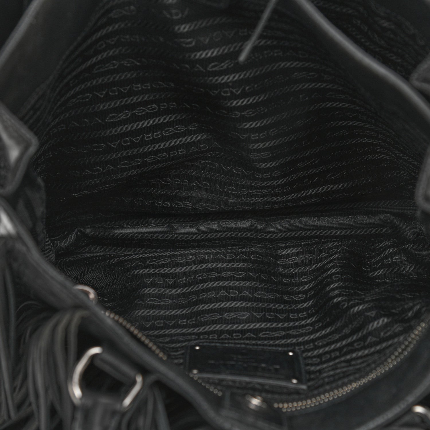 Prada Nappa Fringe Tote Black 6 of 13