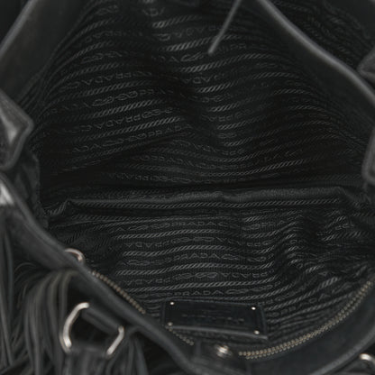 Prada Nappa Fringe Tote Black 6 of 13