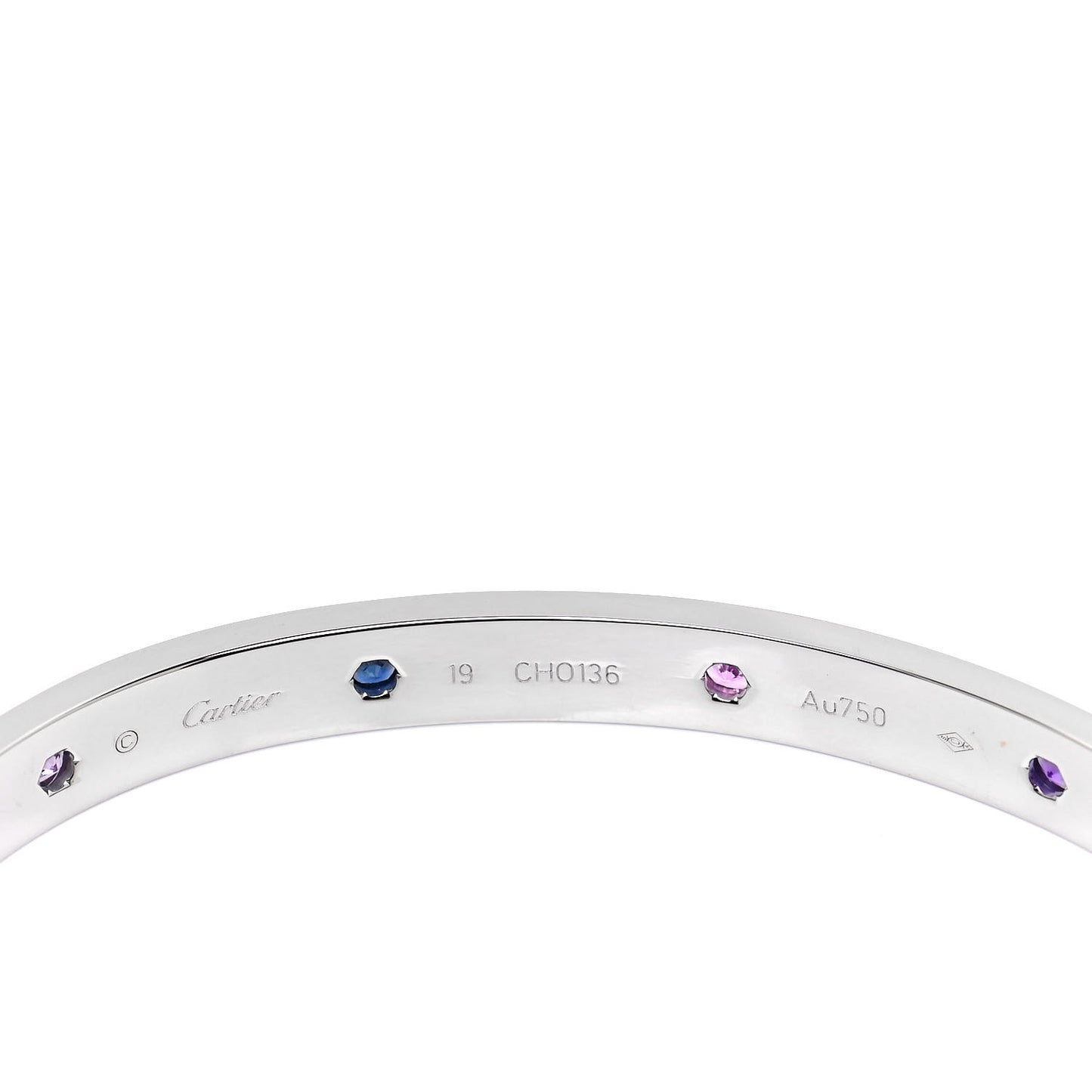 18K White Gold Aquamarine Sapphire Spinel Amethyst LOVE Bracelet 19