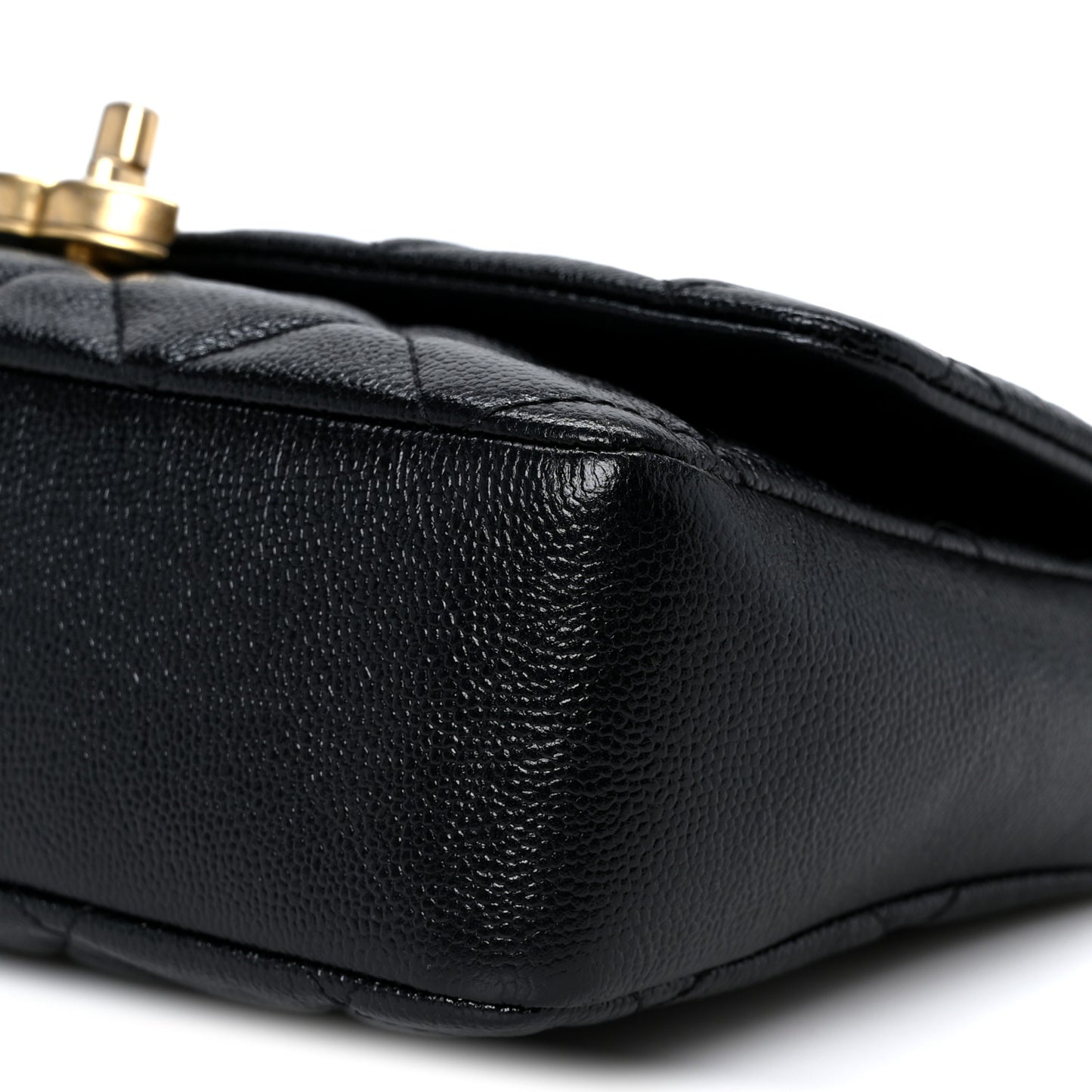 Shiny Caviar Quilted Large Chain Melody Flap Black