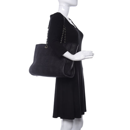 Chanel Mixed Fibers Striped Small Deauville Tote Black 2 of 10