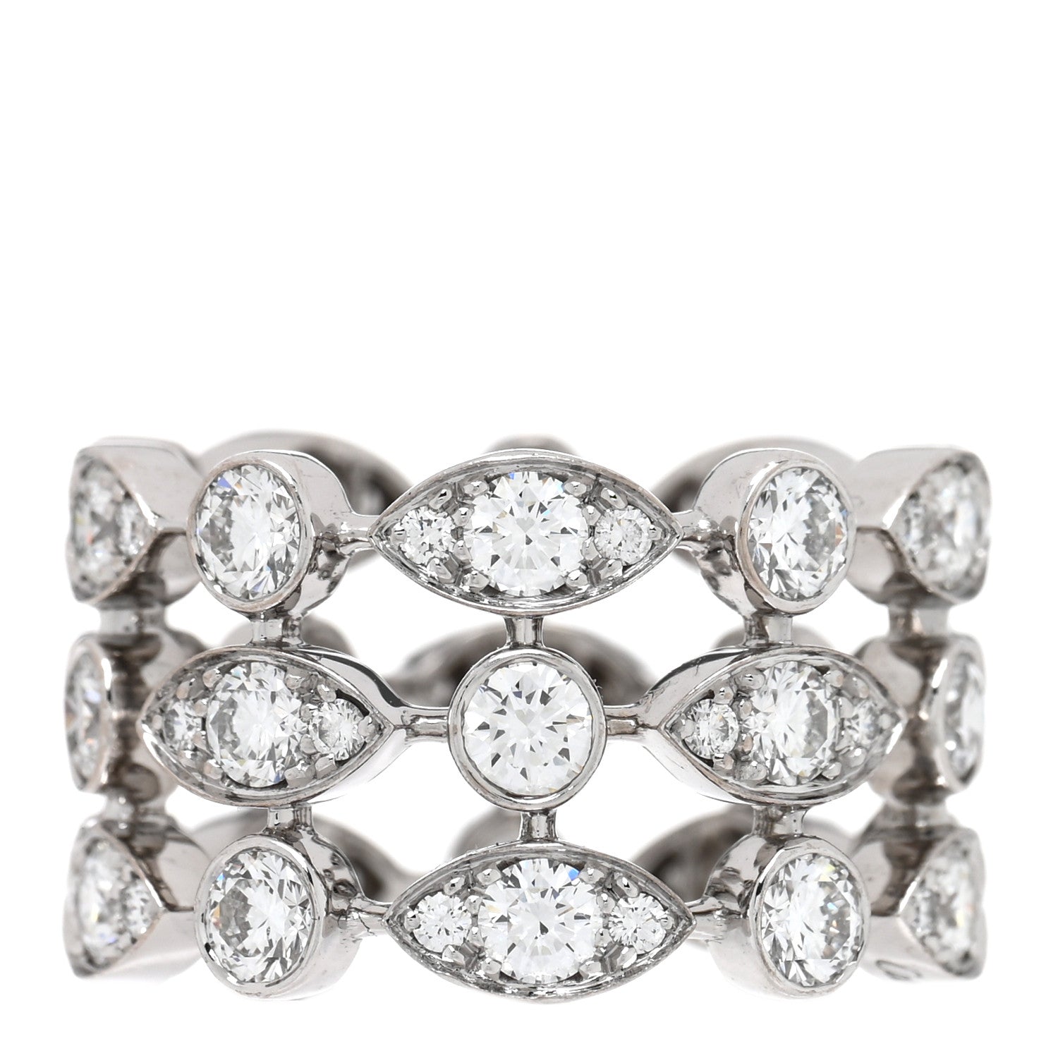 Cartier 18K White Gold Diamond Diadea 3 Row Ring 54 7 1 of 4