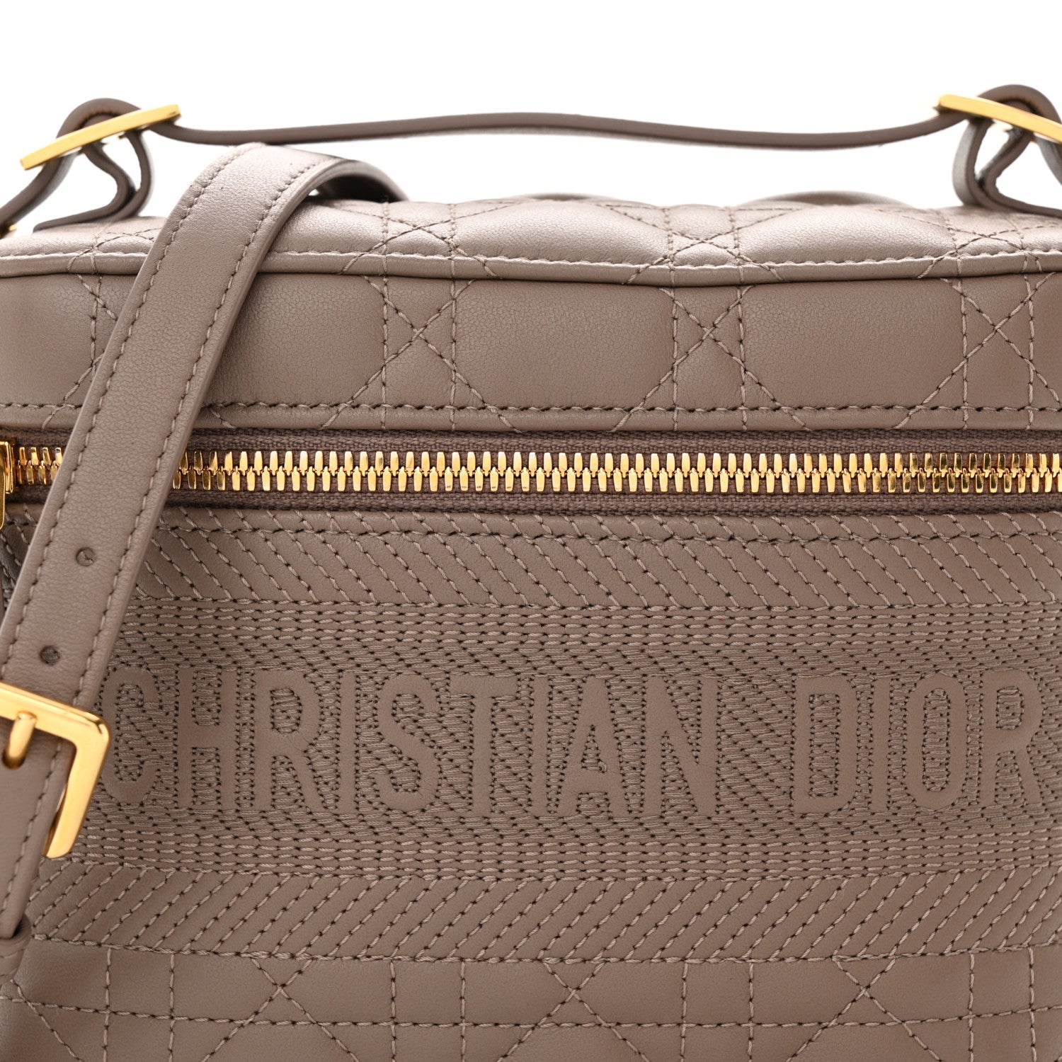 Christian Dior Lambskin Cannage Small Diortravel Vanity Case Warm Taupe 7 of 10