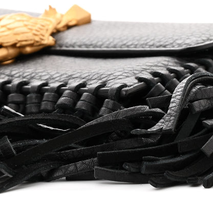Valentino Garavani Grained Calfskin Mini C Rockee Scarab Fringe Shoulder Bag Black 10 of 18