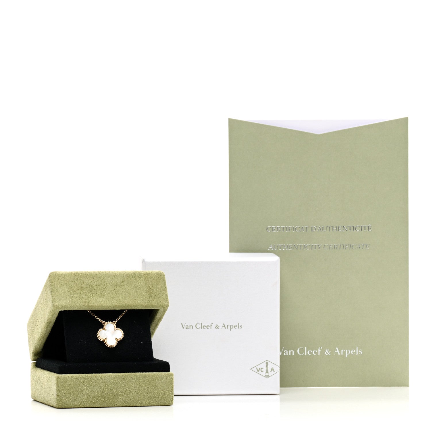 Van Cleef & Arpels 18K Yellow Gold Mother of Pearl Vintage Alhambra Pendant Necklace 6 of 6