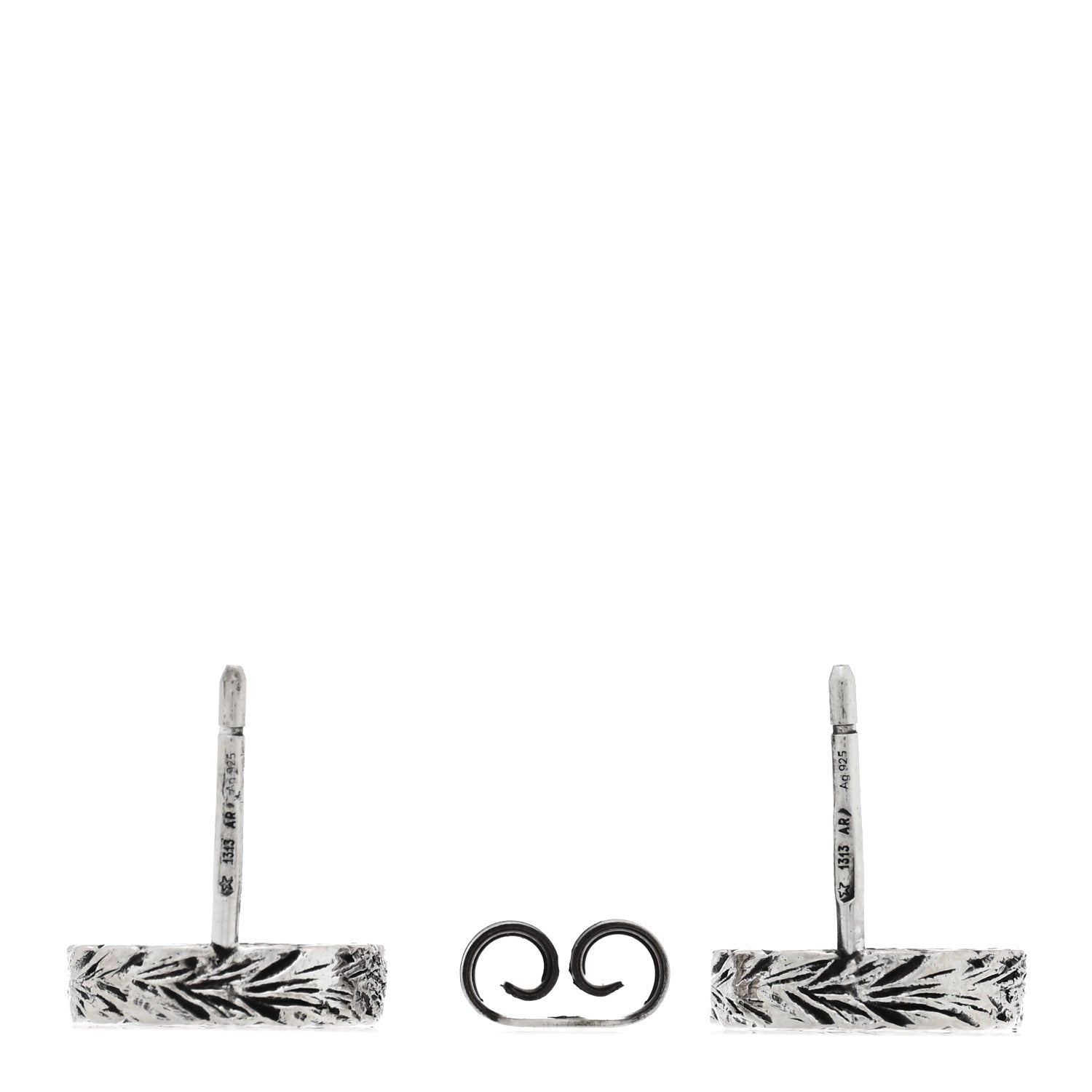 Gucci Sterling Silver Textured Interlocking G Stud Earrings 3 of 4