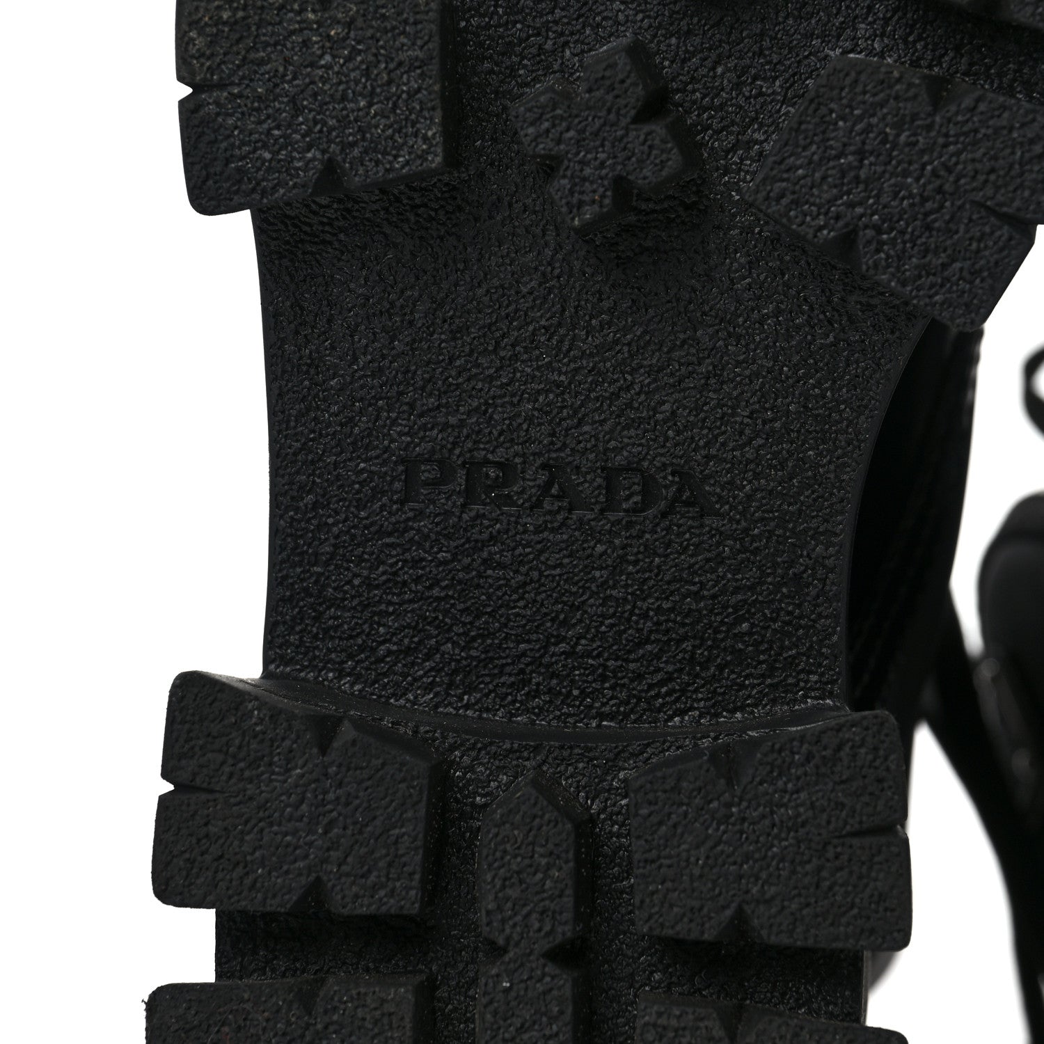 Prada Spazzolato Rois Nylon Metal Triangle Logo Monolith Pouch Pocket 55mm Boots 38.5 Black 7 of 16