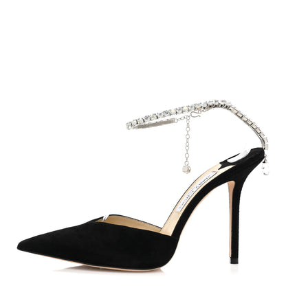 Jimmy Choo Suede Crystal Saeda 100 Pumps 41 Black 1 of 8
