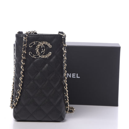 Chanel Caviar Quilted French New Wave Phone Holder With Chain Black 11 of 11