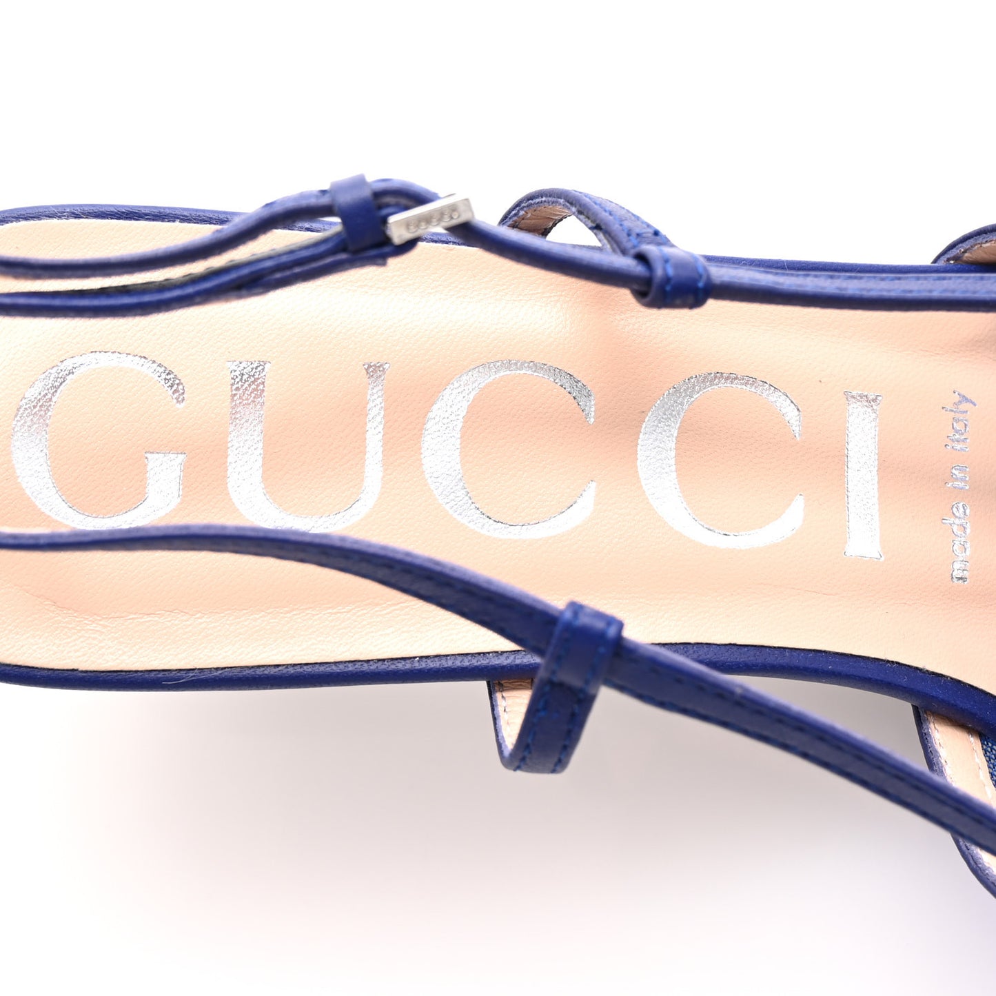 Tela Retino Nappa Charlotte Crystal GG Monogram Square G 35mm Slingback Pumps 39 Splash Net Blue Witch