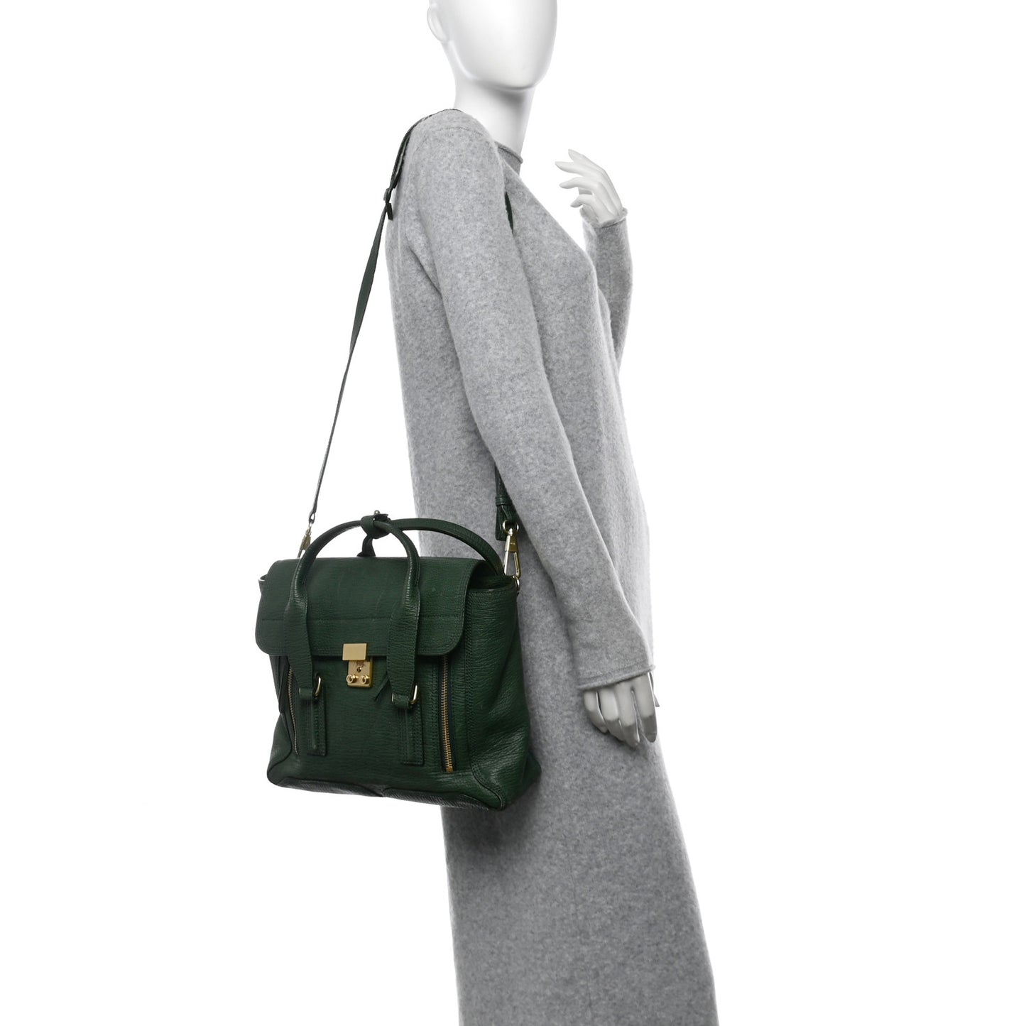 Textured Calfskin Medium Pashli Satchel Jade