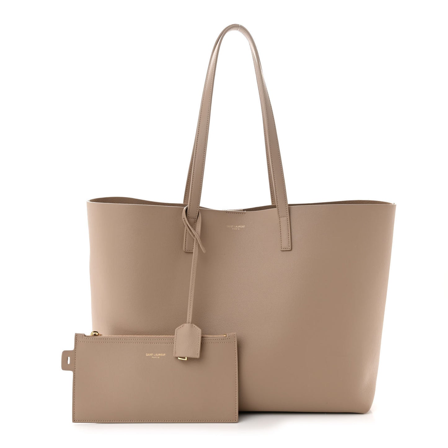 Calfskin Large Shopping Tote Dark Beige