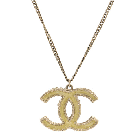 Crystal Enamel CC Necklace Light Gold