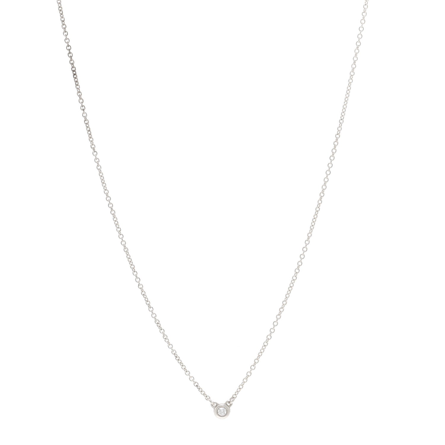 Tiffany Sterling Silver Diamond .03ct Elsa Peretti Diamonds by the Yard Pendant Necklace 1 of 4