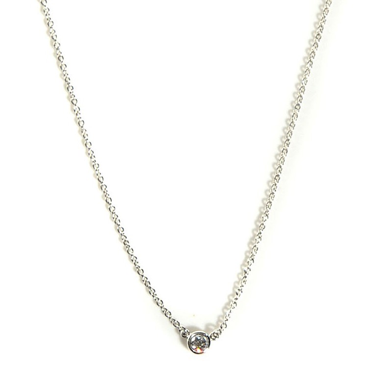Tiffany Platinum Diamond .10ct Elsa Peretti Diamonds by the Yard Pendant Necklace 1 of 8