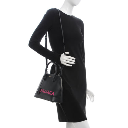 Balenciaga Signature Grained Calfskin Logo S Ville Top Handle Bag Black Rose Shocking 2 of 10