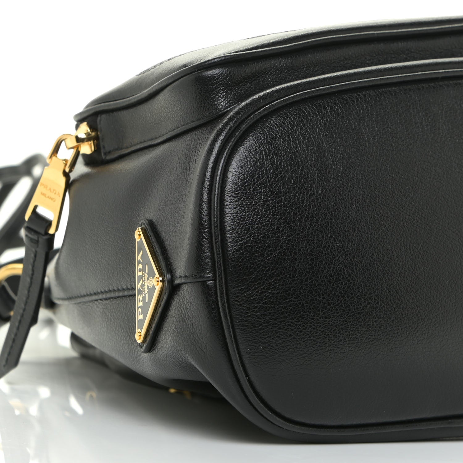 Prada Glace Calfskin Embossed Secchiello Bucket Bag Black 4 of 11
