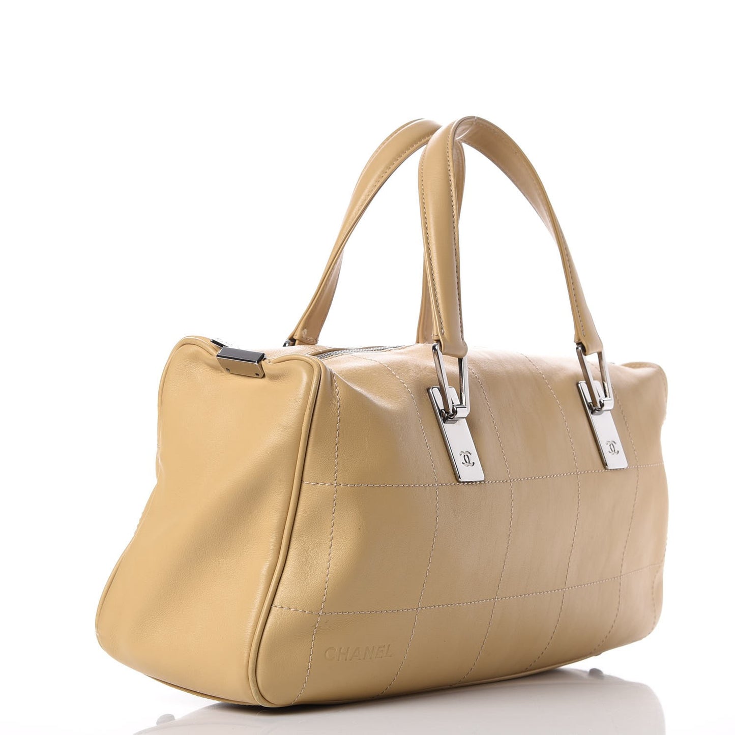 Calfskin Square Stitched Large Tote Beige