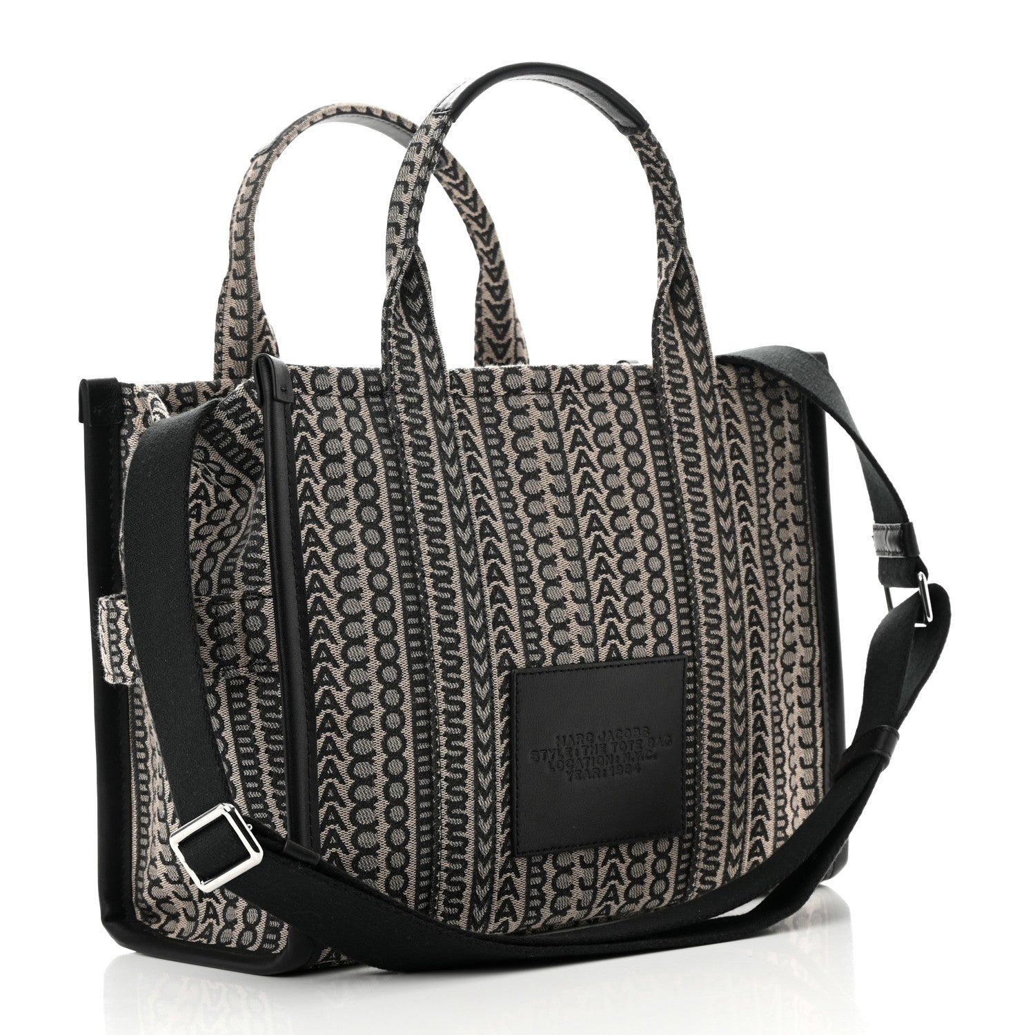 Marc Jacobs Cotton Jacquard Monogram Medium The Traveler Tote Bag Beige Multicolor 3 of 12