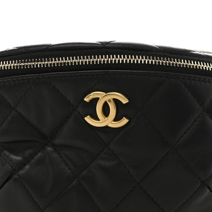 Chanel Lambskin Quilted Camellia Belt Bag Black 8 of 11