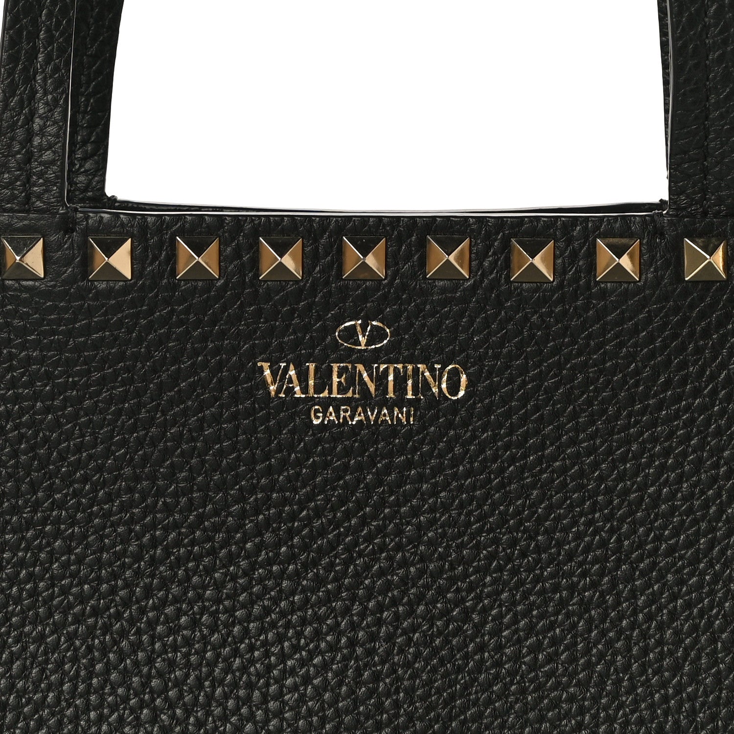 Valentino Garavani Grained Calfskin Small Rockstud Shoulder Tote Black 10 of 11