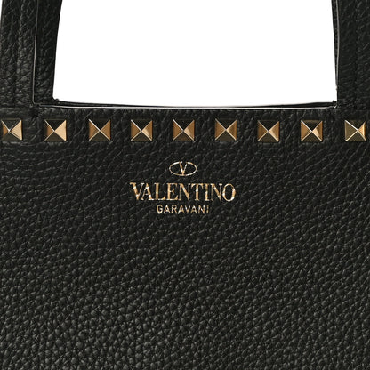 Valentino Garavani Grained Calfskin Small Rockstud Shoulder Tote Black 10 of 11