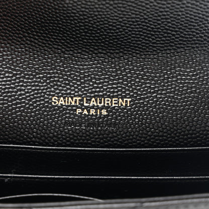 Saint Laurent Grain De Poudre Matelasse Chevron Small Monogram Envelope Wallet Black 6 of 8