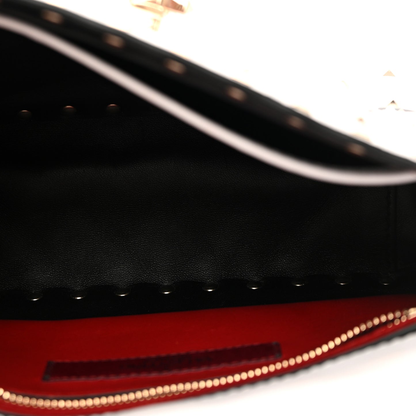 Lambskin VLTN Print Medium Rockstud Spike Shoulder Bag Optic White Black