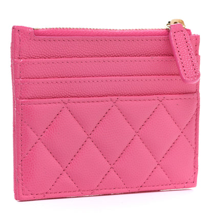 Chanel Caviar Quilted CC Zip Card Holder Pink 3 of 9