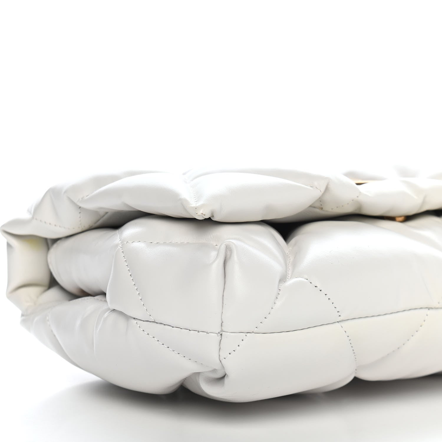 Balenciaga Nappa Calfskin Quilted Touch B Puffy Clutch White 8 of 10