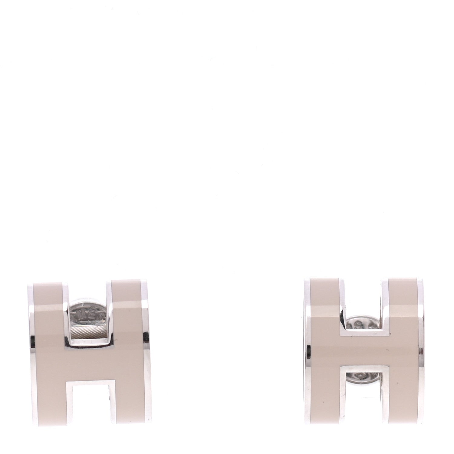 Hermes Palladium Lacquered Pop H Earrings Marron Glace 1 of 4