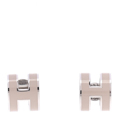 Hermes Palladium Lacquered Pop H Earrings Marron Glace 1 of 4