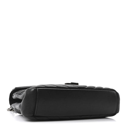 Saint Laurent Sheepskin Matelasse Chevron Monogram Medium College Bag Black 4 of 10